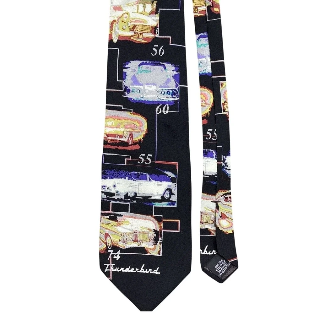 Vintage Ford Thunderbird Silk Tie Classic T-Birds Necktie Designer‎ Licensed